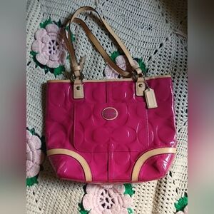 Pink and Cream leather COACH bag